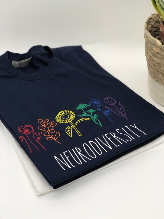 Neurodiversity Black Crewneck (Flowers)
